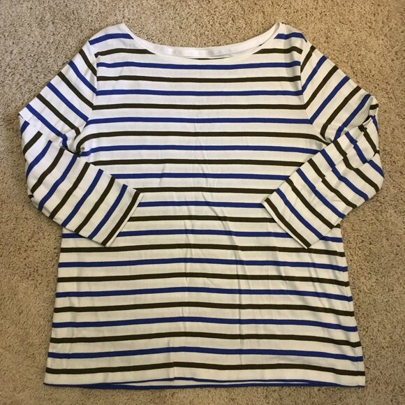 Talbots Cotton Modal Stripes & Lace Tie Up Top - Picture 10 of 14